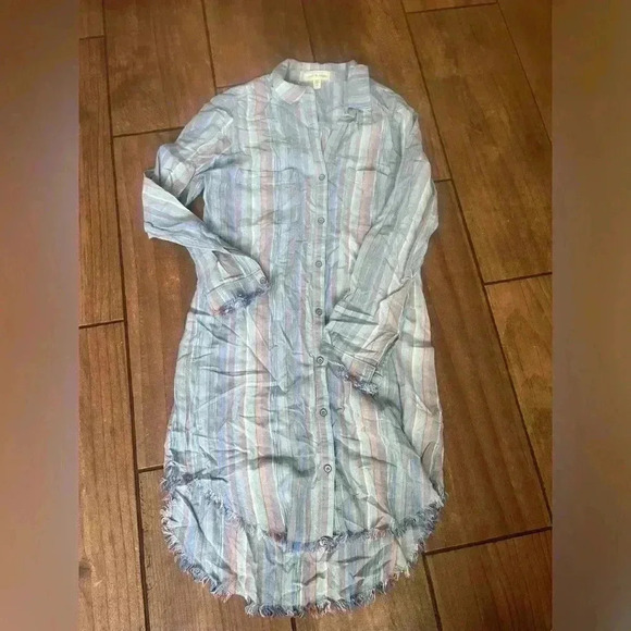 Cloth & Stone Striped Button Down Chambray Shirt Dress XS - Picture 2 of 4